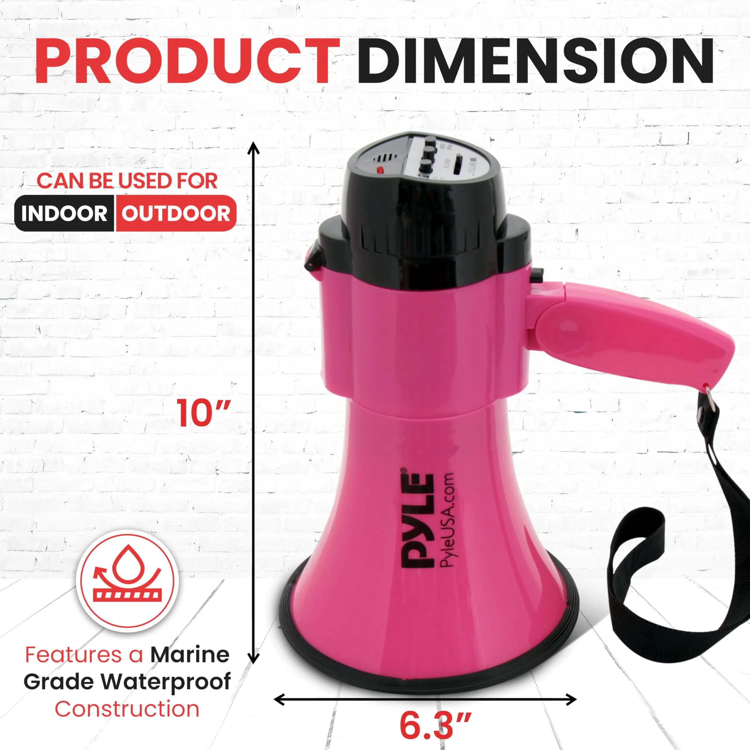 Pyle Portable Megaphone Speaker Siren Bullhorn - Pink, 30W Power, Pack of 6 | 800+ Yards PA Sound - view 7
