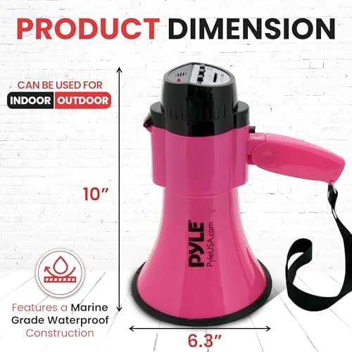 Pyle Portable Megaphone Speaker Siren Bullhorn - Pink, 30W Power, Pack of 6 | 800+ Yards PA Sound thumbnail 7