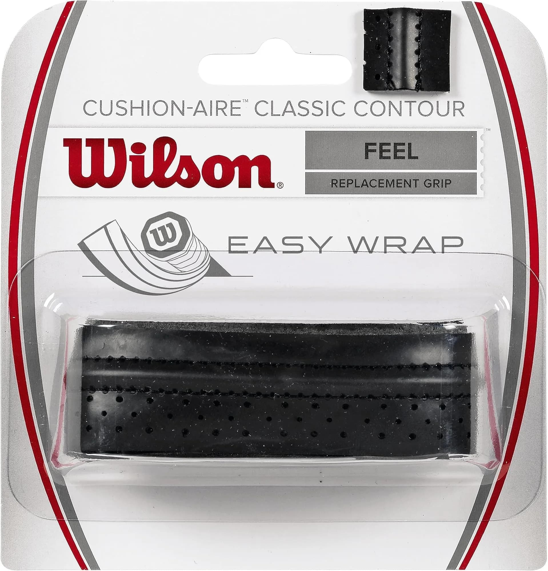 Wilson Sporting Goods Classic Contour Replacement Tennis Racquet Grip, Black, One Size (Pack of 6) | Enhanced Feel & Raised Edge