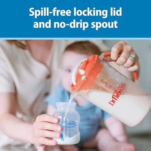 Dr. Brown's Baby Formula Mixing Pitcher with Adjustable Stopper, 36 oz, BPA-Free, Blue (Pack of 6) | No Drip Spout, Locking Lid thumbnail 5