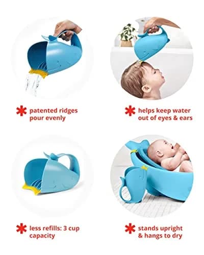 Skip Hop MOBY Tear-Free Bath Rinse Cup Grey 710ml (24 fl oz) | Patented Waterfall Design thumbnail 3