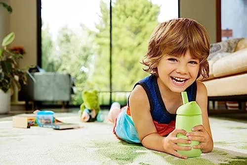 Munchkin Simple Clean Straw Cups for Toddlers 12+ Months, 300ml (10 Fl Oz), Blue/Green, 12 Count | Spill-Proof & Easy-Clean Straw thumbnail 4