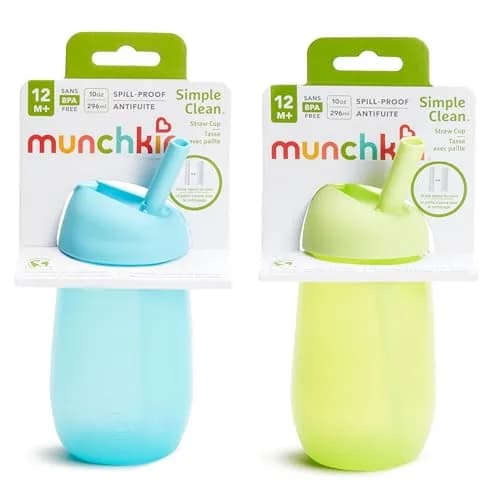 Munchkin Simple Clean Straw Cups for Toddlers 12+ Months, 300ml (10 Fl Oz), Blue/Green, 12 Count | Spill-Proof & Easy-Clean Straw thumbnail 7