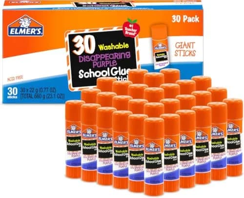 Elmer's Disappearing Purple School Glue Sticks, 180 Count (22g Each) | Washable, Non-Toxic, Acid-Free thumbnail 1