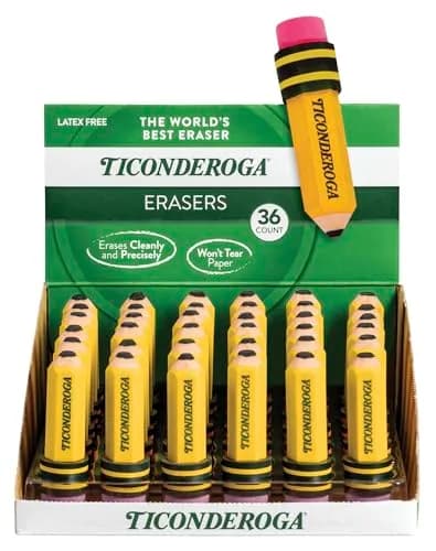 Ticonderoga Pencil Shaped Erasers, Yellow 432 Count (12 Packs) | Smudge-Free Corrections thumbnail 6