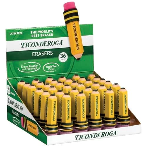 Ticonderoga Pencil Shaped Erasers, Yellow 432 Count (12 Packs) | Smudge-Free Corrections thumbnail 9