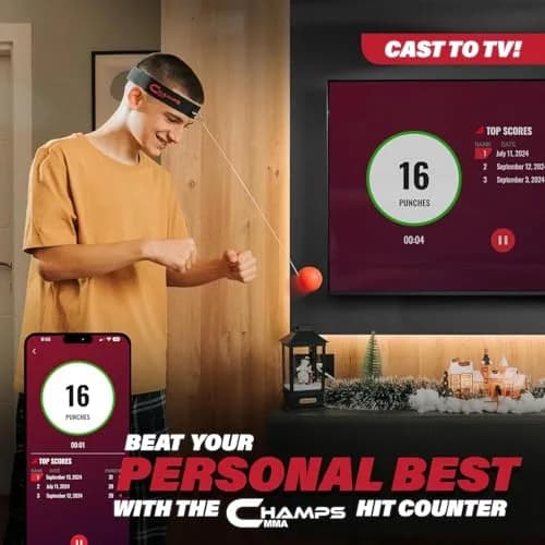 Champs MMA Boxing Reflex Ball Set with Punch Counter App | Improve Speed & Reaction (70-120 chars) thumbnail 4