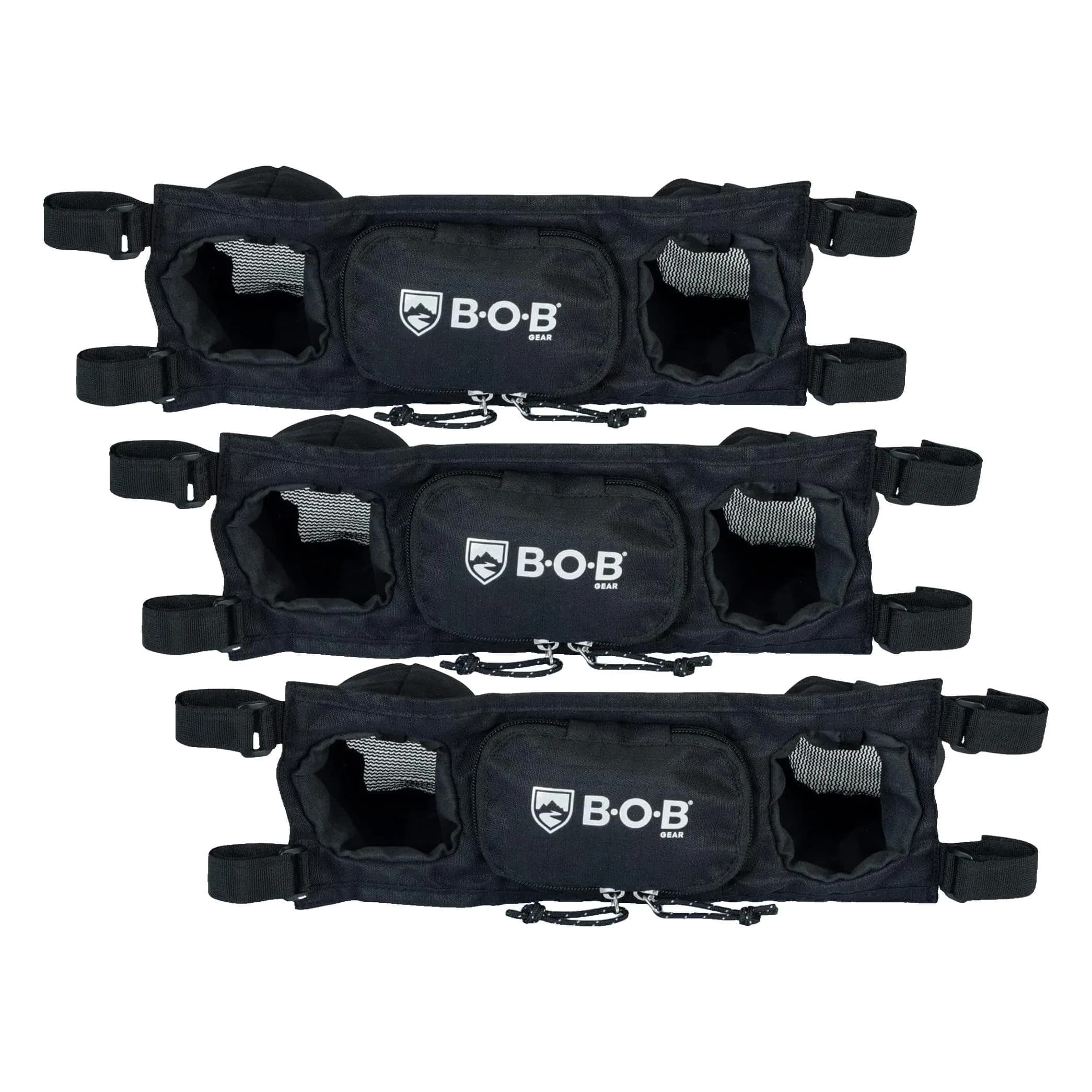 BOB Gear Handlebar Console for Single Jogging Strollers | 1 Pack of 3 Water-Resistant Cup Holders & Zippered Pocket
