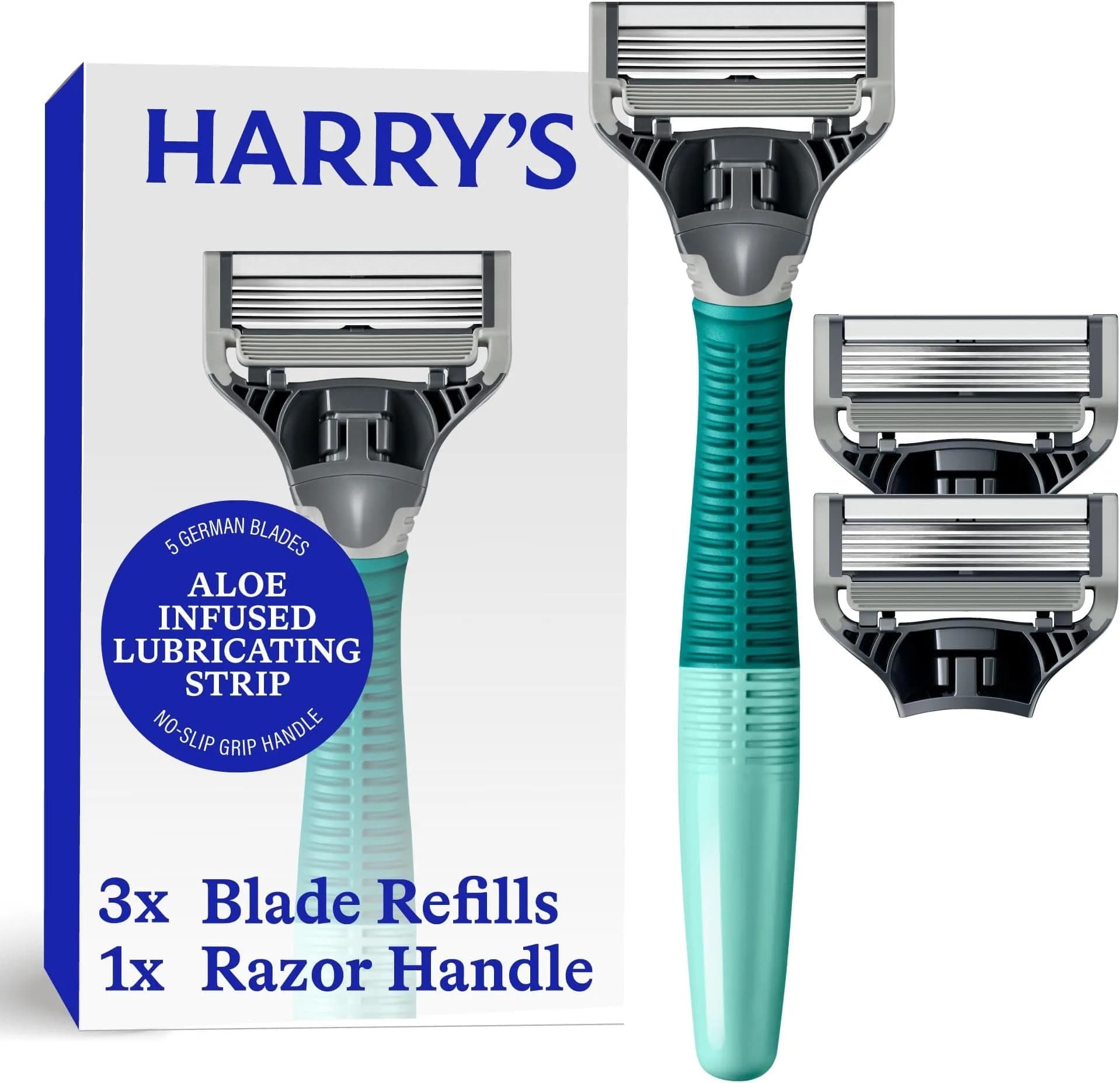 Harry's Original Shaving Kit for Men - Razor Handle & 3 Blade Refills (Sage) | German Engineered - main product image