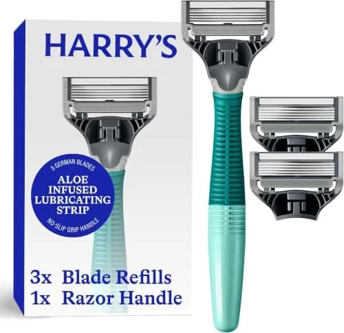 Harry's Original Shaving Kit for Men - Razor Handle & 3 Blade Refills (Sage) | German Engineered thumbnail 1