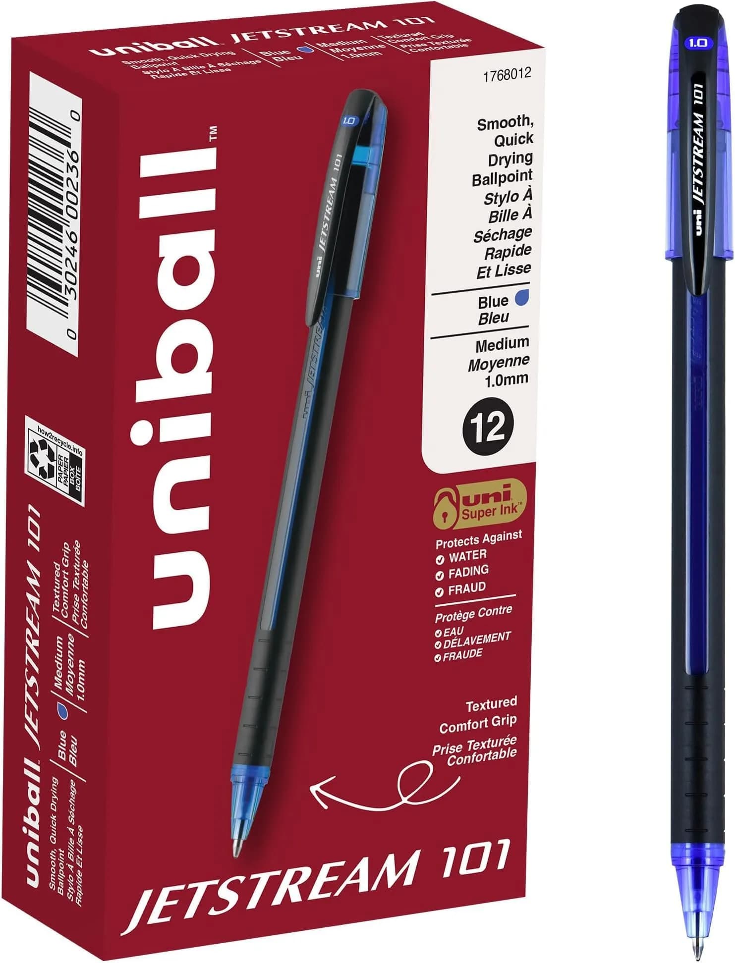 Uni-Ball Jetstream 101 Ball Point Pens, Bold Point, Blue Ink, 1.0 mm (Pack of 144) - main product image