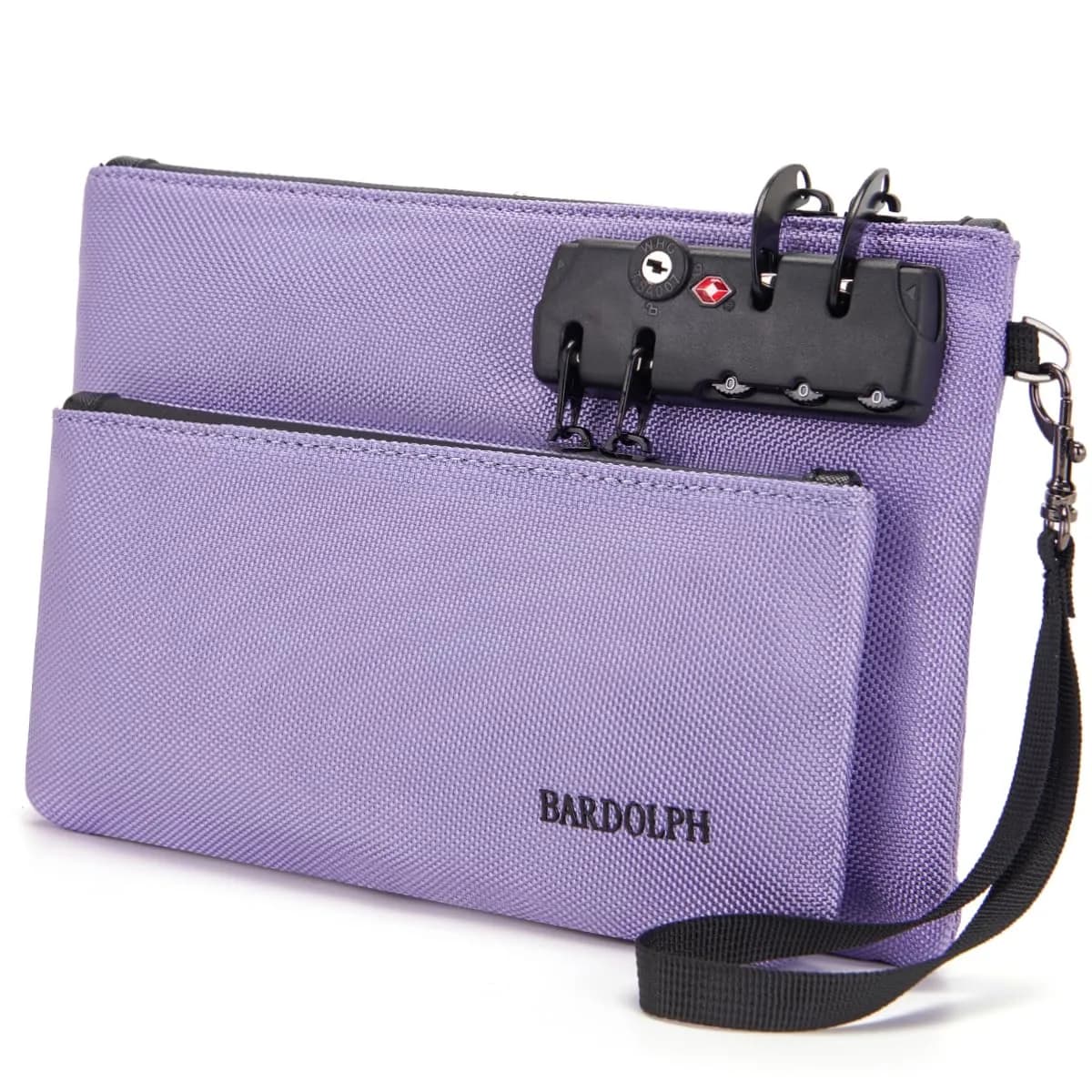 BARDOLPH Locking Money Bag with 3-Digit Code Lock, Small, Black | Secure Storage for Cash, Passports, Documents — Purple;