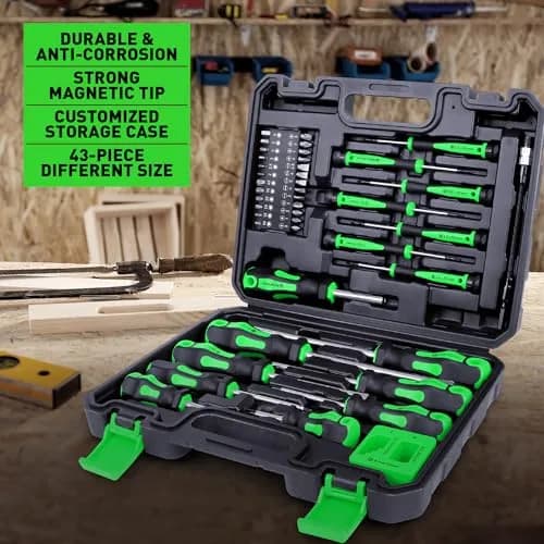 Amartisan 43-Piece Magnetic Screwdriver Set with Case, Green | Precision & Multi-Bit Tools thumbnail 4