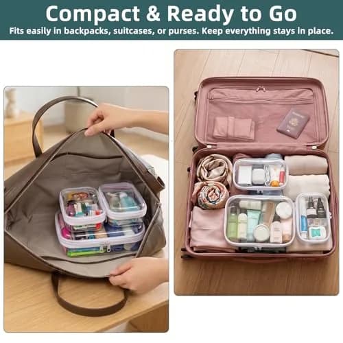 CarryEpic Clear Hard Shell Zipper Cases (3-Pack: 2 Small, 1 Medium) | TSA-Approved Travel Organizer thumbnail 5