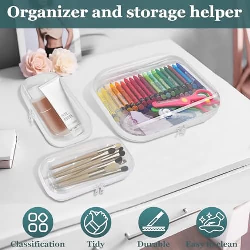 CarryEpic Clear Hard Shell Zipper Cases (3-Pack: 2 Small, 1 Medium) | TSA-Approved Travel Organizer thumbnail 4