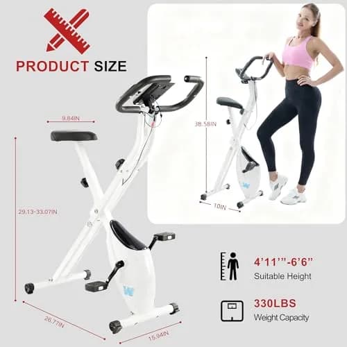 BARWING Foldable Exercise Bike with Magnetic Resistance | 16 Levels, 330 lb Capacity, Quiet & Compact thumbnail 4