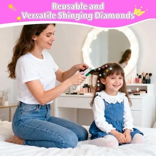 kidzkube Hair Gem Stamper Kit with Reusable Diamonds | Fun Styling Tool for Girls Ages 3-12 (Green) thumbnail 4