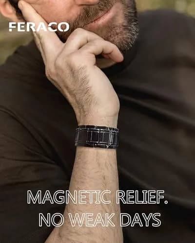 Feraco Magnetic Copper Bracelet for Men, 22 cm (8.66 inches) | Classic Pattern, Adjustable Size thumbnail 2