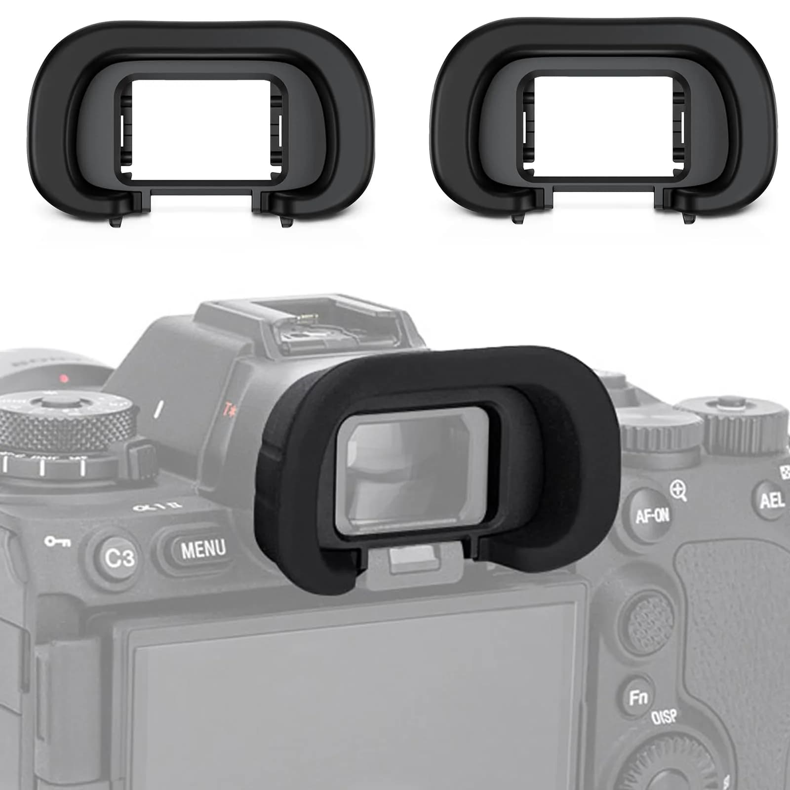 JJC Extended Soft Silicone Camera Eyepiece Eyecup 2-Pack for Sony Alpha A1, A7R V, A7 IV, A9 III Cameras | Blocks Light, Protects Viewfinder - main product image