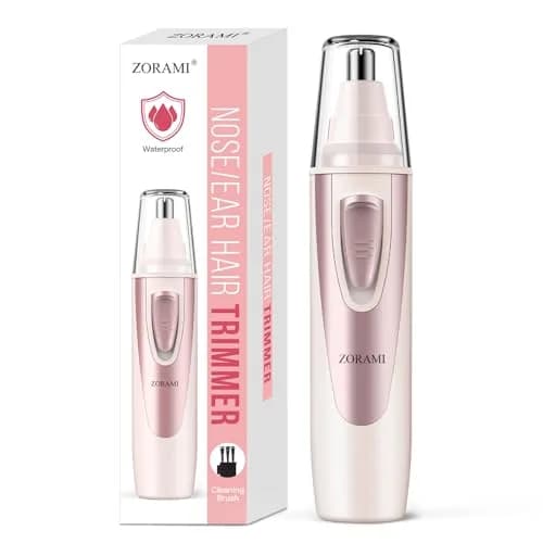 ZORAMI Ear and Nose Hair Trimmer Clipper for Men Women, Battery-Operated with IPX7 Waterproof, Dual Edge Blades, Rose Pink - main product image