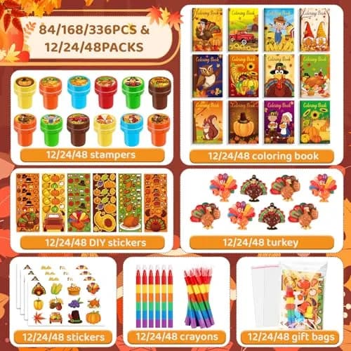 BenLouis Thanksgiving Party Favors Classroom Prizes for Kids | 336pcs Fall Harvest Assortment thumbnail 2