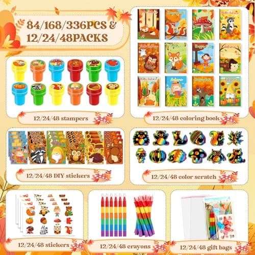 BenLouis Fall Party Favors Classroom Prizes for Kids | 168pcs Assorted Thanksgiving Gifts thumbnail 2