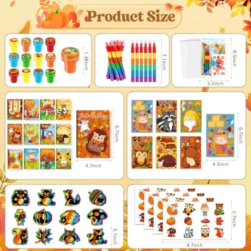 BenLouis Fall Party Favors Classroom Prizes for Kids | 168pcs Assorted Thanksgiving Gifts thumbnail 3