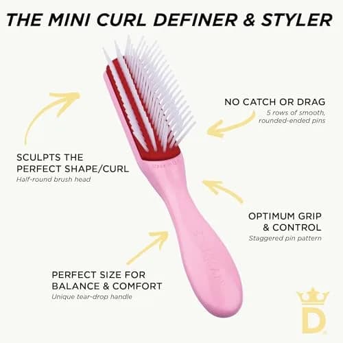 Denman Mini 5-Row Styling Brush D14 Pink Crush | Define Curls & Smooth Frizz thumbnail 5