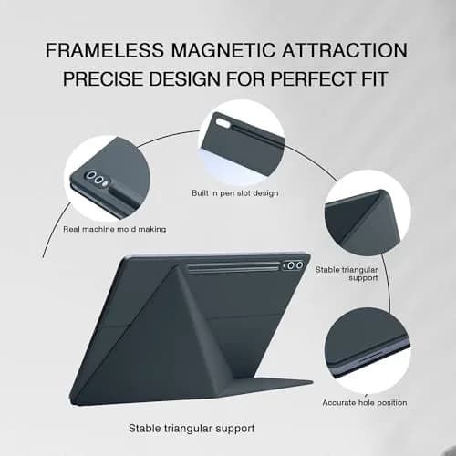 GUODONGMEI Magnetic Case for Samsung Galaxy Tab S10 Ultra / S9 Ultra 14.6-Inch, Grey | Auto Sleep Wake Folio Stand with S-Pen Holder thumbnail 8