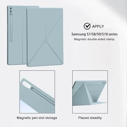 GUODONGMEI Magnetic Case for Samsung Galaxy Tab S10 Ultra/S9 Ultra 14.6-Inch (Ice Blue) | S-Pen Holder, Auto Wake, Stand Cover thumbnail 3