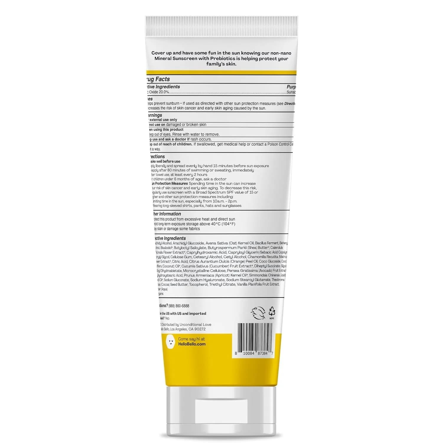 Hello Bello Mineral Body Sunscreen Stick SPF 30, Water Resistant & Reef Friendly (1.5 oz / 42.5 g) - view 2