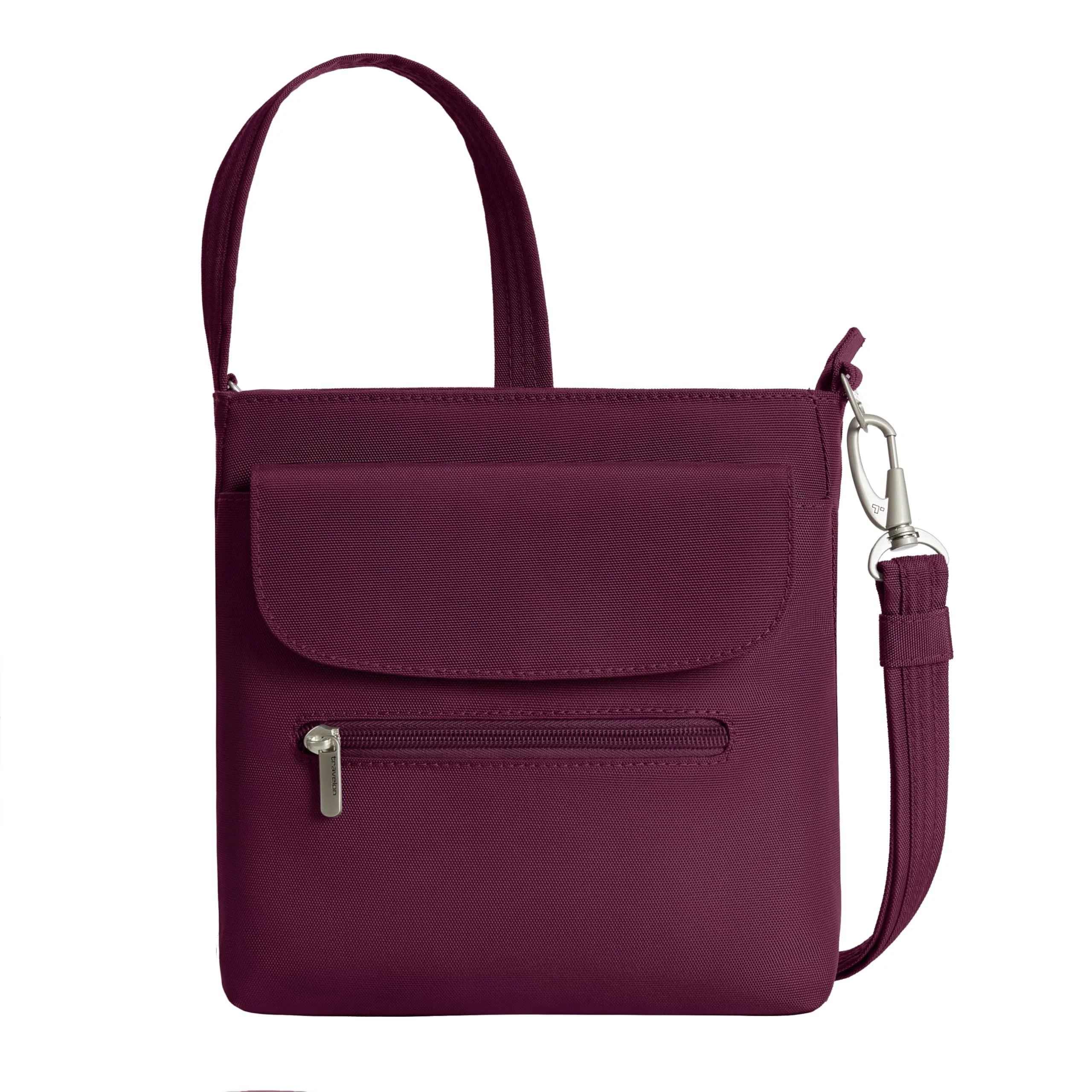 Travelon Anti-Theft Classic Mini Shoulder Bag | RFID Blocking & Slash-Resistant — Burgundy