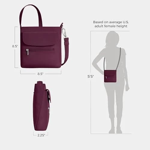 Travelon Anti-Theft Classic Mini Shoulder Bag | RFID Blocking & Slash-Resistant thumbnail 4