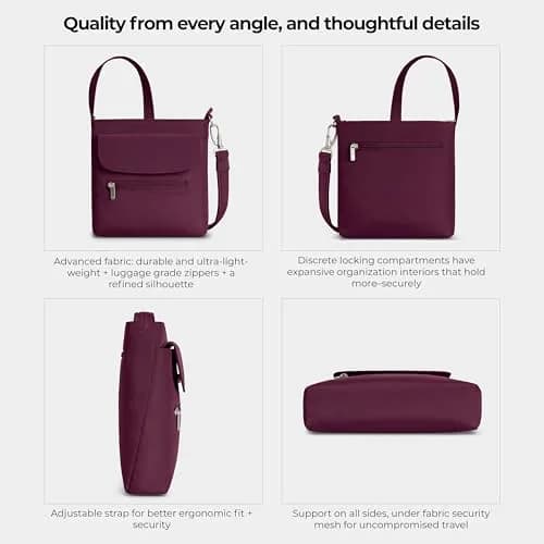 Travelon Anti-Theft Classic Mini Shoulder Bag | RFID Blocking & Slash-Resistant thumbnail 5