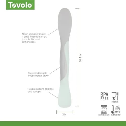 Tovolo Large Dual End Silicone Sandwich Spreader Tool with Nylon Handle, BPA Free, Dishwasher Safe, 10 inch, Blue Haze & Oyster Gray thumbnail 6