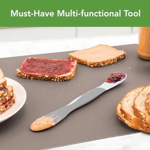 Tovolo Large Dual End Silicone Sandwich Spreader Tool with Nylon Handle, BPA Free, Dishwasher Safe, 10 inch, Blue Haze & Oyster Gray thumbnail 2