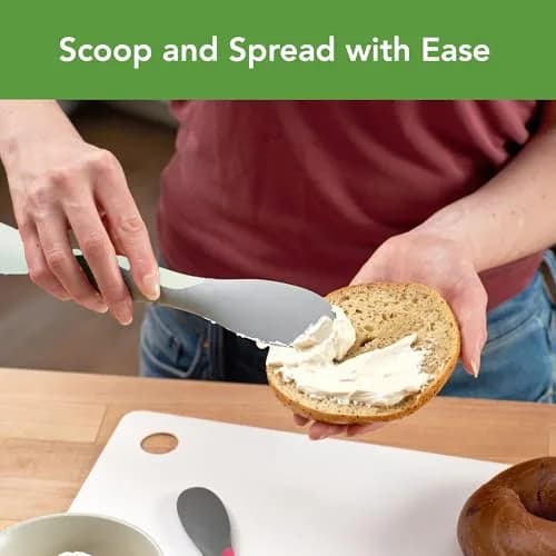 Tovolo Large Dual End Silicone Sandwich Spreader Tool with Nylon Handle, BPA Free, Dishwasher Safe, 10 inch, Blue Haze & Oyster Gray thumbnail 3