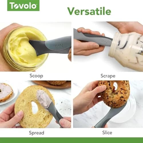 Tovolo Large Dual End Silicone Sandwich Spreader Tool with Nylon Handle, BPA Free, Dishwasher Safe, 10 inch, Blue Haze & Oyster Gray thumbnail 4