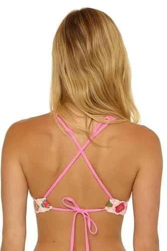 ISABELLA ROSE 1969 - Women's Wide Band Halter Bikini Top, Adjustable, Tie Back, Swimwear Separates for Women, Pinkie, Large thumbnail 4