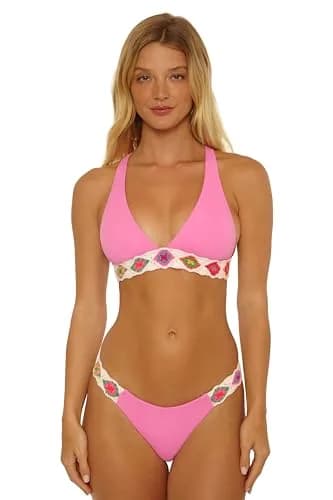 ISABELLA ROSE 1969 - Women's Wide Band Halter Bikini Top, Adjustable, Tie Back, Swimwear Separates for Women, Pinkie, Large thumbnail 5