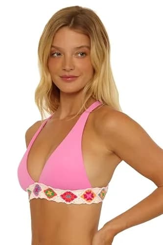ISABELLA ROSE 1969 - Women's Wide Band Halter Bikini Top, Adjustable, Tie Back, Swimwear Separates for Women, Pinkie, Large thumbnail 2