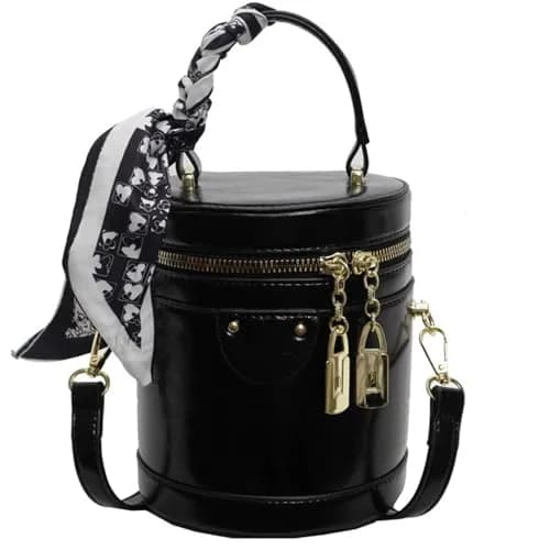 SYHTBYOH Cylinder Bucket Crossbody Bag for Women Vegan Leather Small 5.5"L x 4.7"W x 6.3"H | Casual & Elegant thumbnail 1