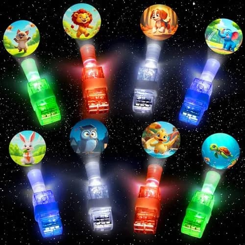 Novelty Place 24 Pcs LED Finger Lights with Animal Projector | 1.5cm (0.6in) x 5.2cm (2in) x 1.5cm (0.6in) thumbnail 1