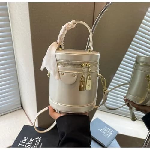 SYHTBYOH Cylinder Bucket Crossbody Bag for Women Vegan Leather Small | Elegant & Spacious thumbnail 5