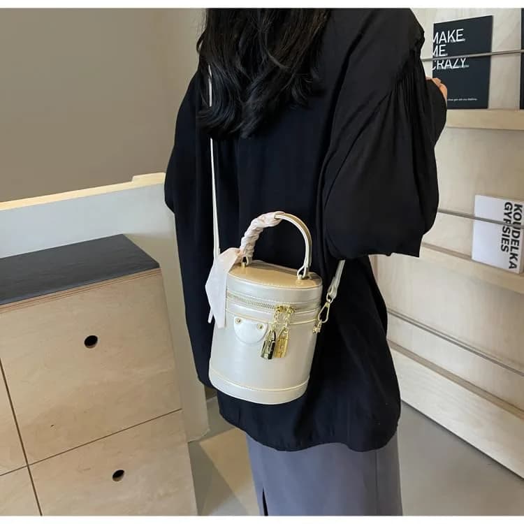 SYHTBYOH Cylinder Bucket Crossbody Bag for Women Vegan Leather Small | Elegant & Spacious thumbnail 7