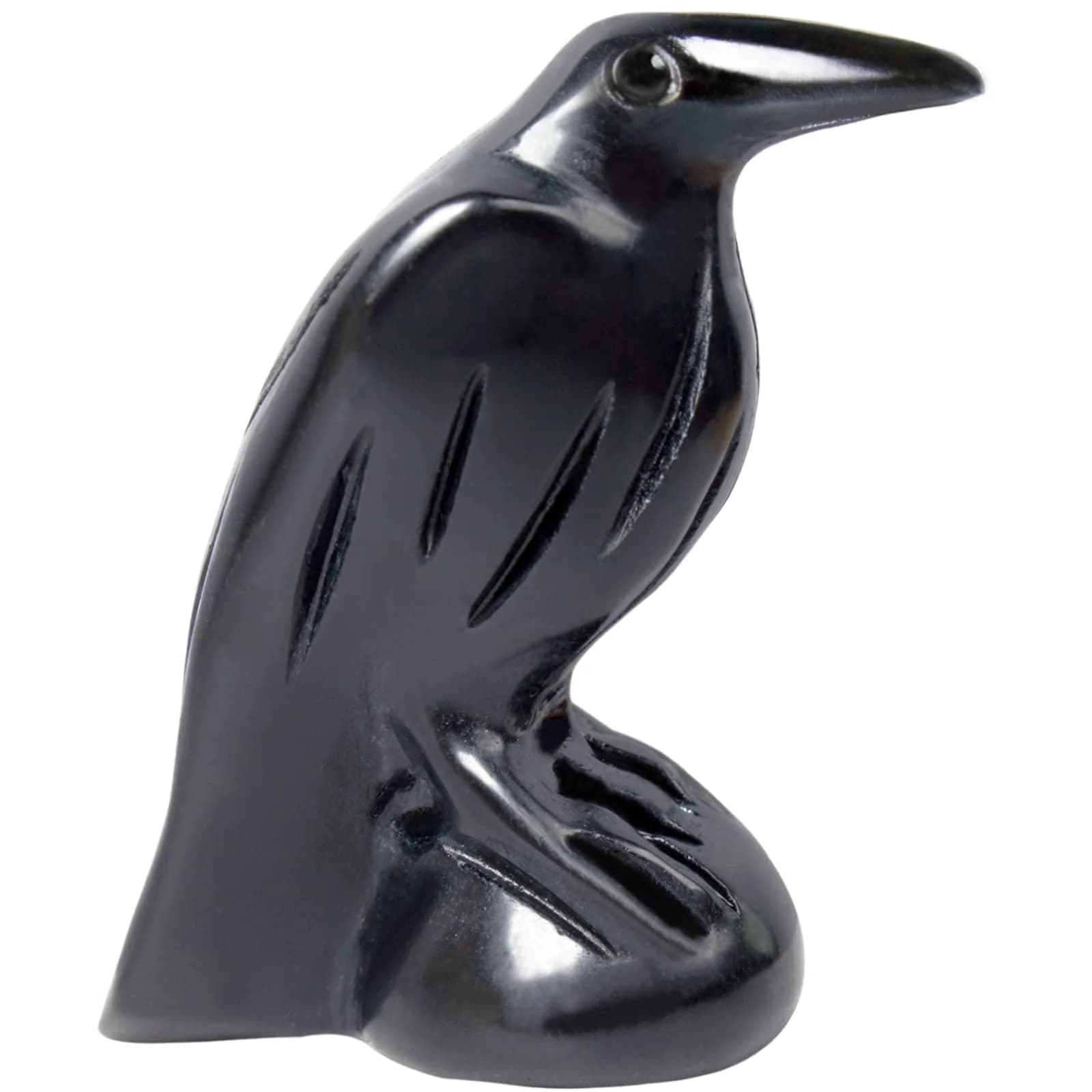 Hguxmcu Black Obsidian Raven Statue 5 cm (2 in) | Gothic Witchy Decor for Altars & Halloween - main product image