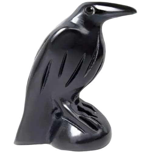 Hguxmcu Black Obsidian Raven Statue 5 cm (2 in) | Gothic Witchy Decor for Altars & Halloween thumbnail 1