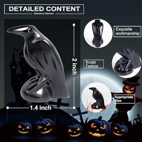 Hguxmcu Black Obsidian Raven Statue 5 cm (2 in) | Gothic Witchy Decor for Altars & Halloween thumbnail 2