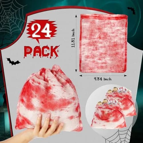 Arrowbash Halloween Bloody Drawstring Treat Bags 30 x 25 cm (12 x 10 in) | Spooky Horror Design thumbnail 2