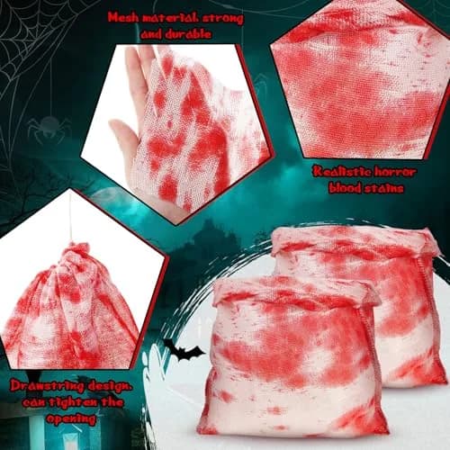 Arrowbash Halloween Bloody Drawstring Treat Bags 30 x 25 cm (12 x 10 in) | Spooky Horror Design thumbnail 3